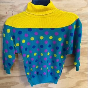 Vintage Kids Bull Frog Acrylic Turtleneck Sweater 4 Toddler